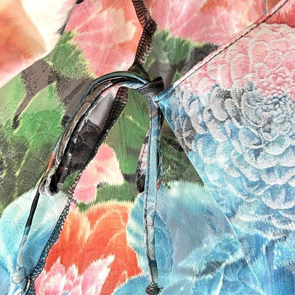 Bryn Walker Blouse Small  Multi Floral Japanese Inspired Kimono 3/4 Sleeve Boho - Picture 7 of 10